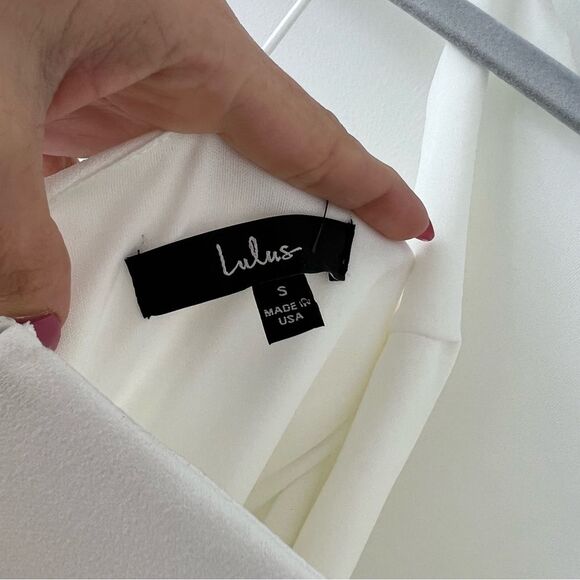 Lulu’s Party for Two Ivory Asymmetrical Bodycon Mini Dress small bridal wedding - Picture 6 of 9